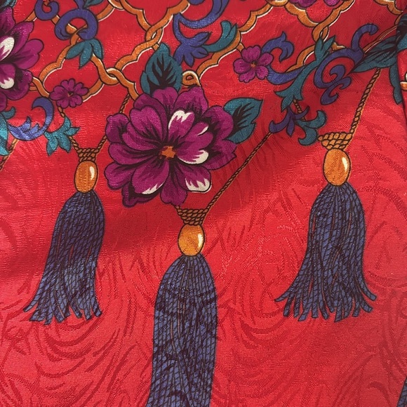 Vintage Laura & Jayne Blouse | Red Floral Jacquard | Made in USA - Picture 8 of 14